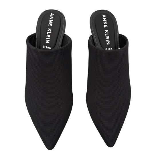 Anne Klein Akisabell Mule Heels 6.5M Black Stretch iFlex Kitten Heel NEW In Box - Picture 3 of 16